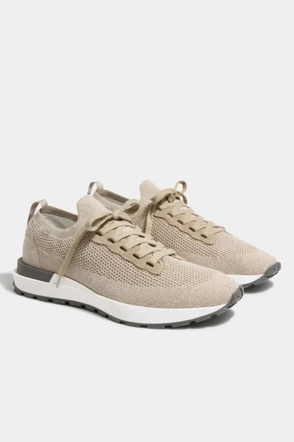 Sand knitted sneakers - Made In Italy