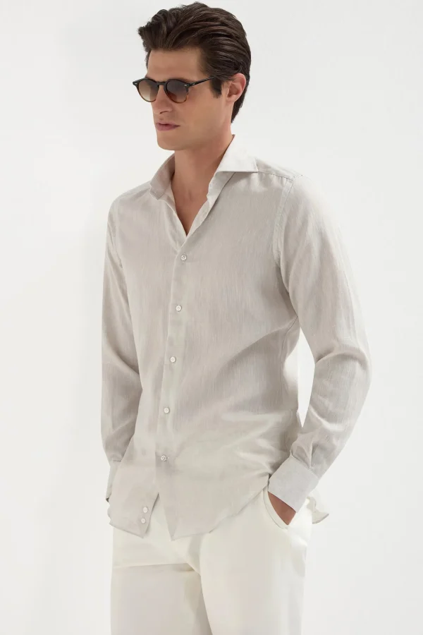 Sand linen shirt - Made in Italy