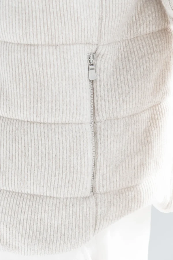 Sand ribbed cashmere blend vest - Made in Italy