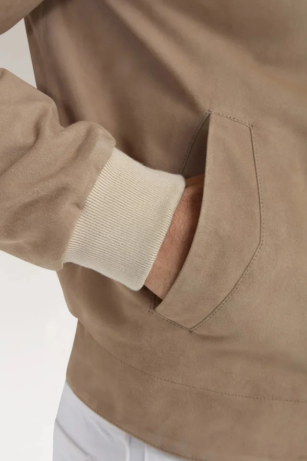 Sand suede jacket – Made in Italy