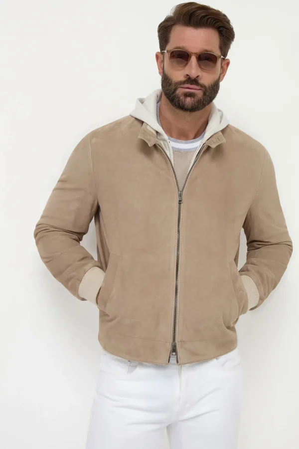 Sand suede jacket – Made in Italy