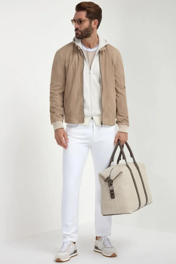 Sand suede jacket – Made in Italy