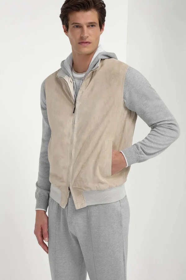Sand suede reversible vest - Made in Italy