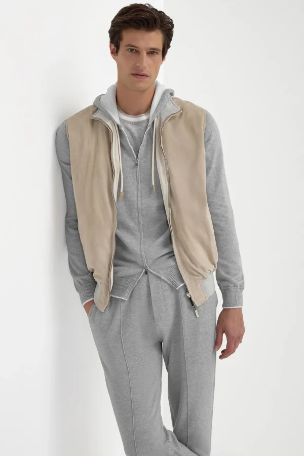 Sand suede reversible vest - Made in Italy