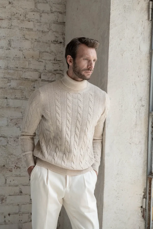Sand turtleneck – Made in Italy
