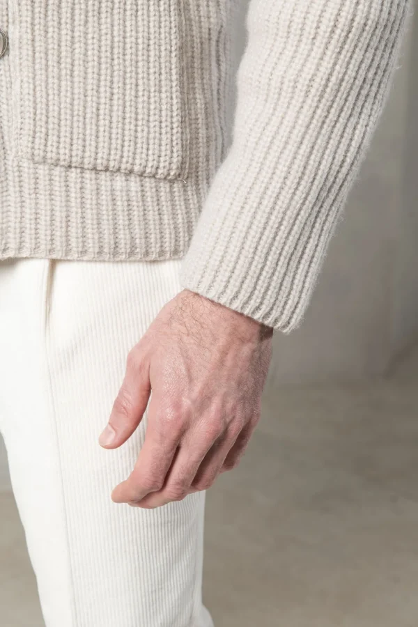 Sand wool and cashmere cardigan - Made in Italy