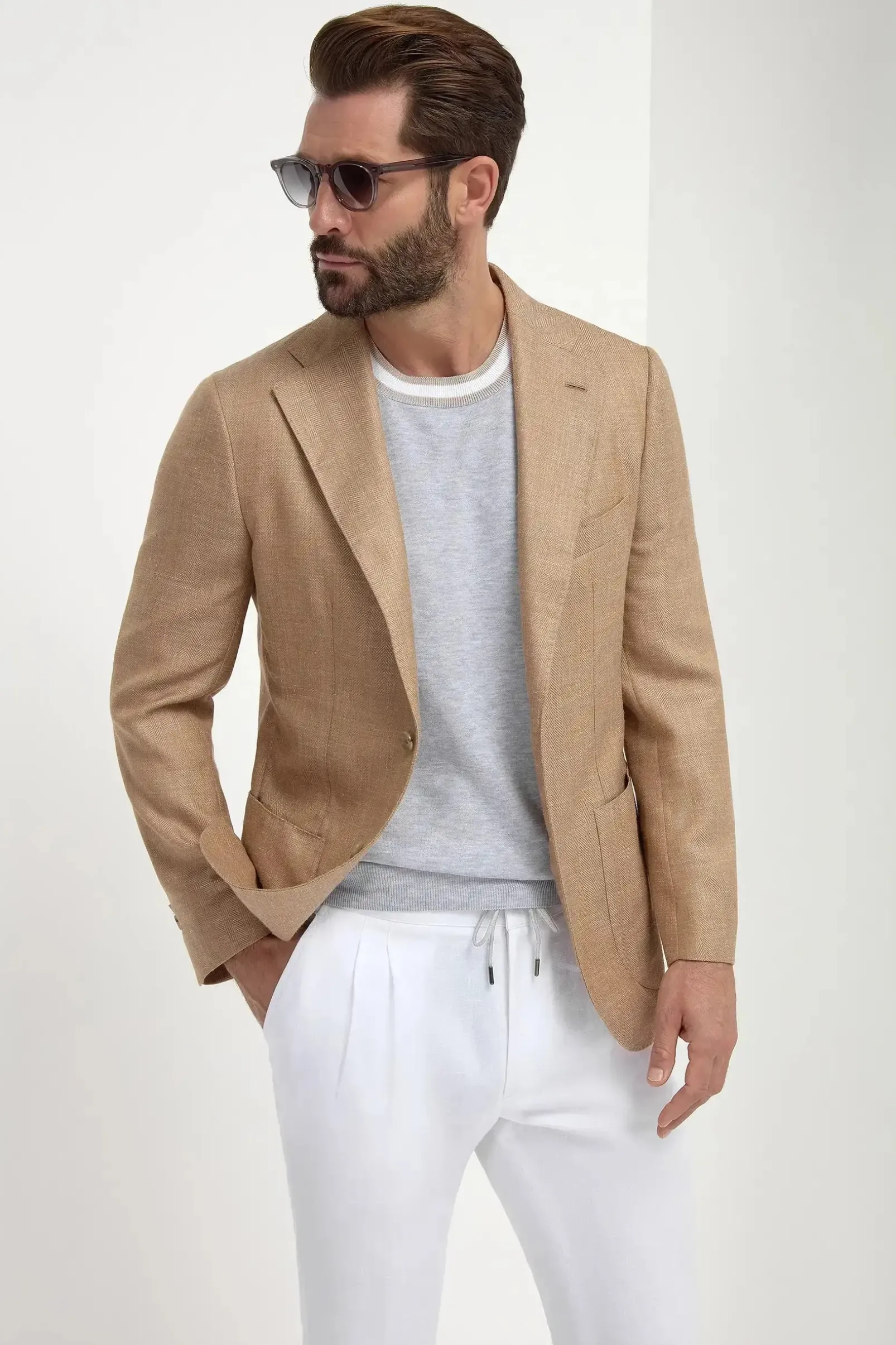 sandstone_herringbone_jac_0.webp Sandstone herringbone jacket - Made in Italy