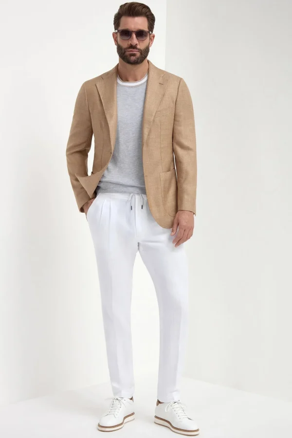 Sandstone herringbone jacket - Made in Italy