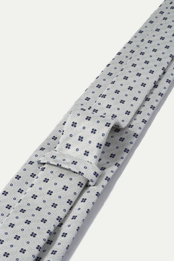 Silver jacquard silk tie - Made In Italy