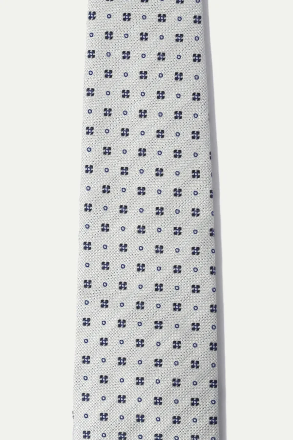 Silver jacquard silk tie - Made In Italy