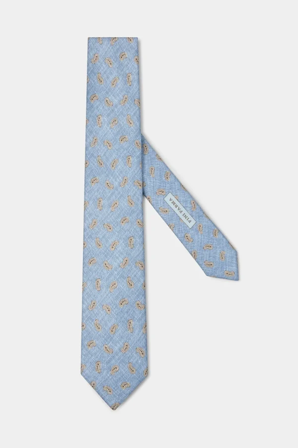 Sky blue paisley tie - Made in Italy