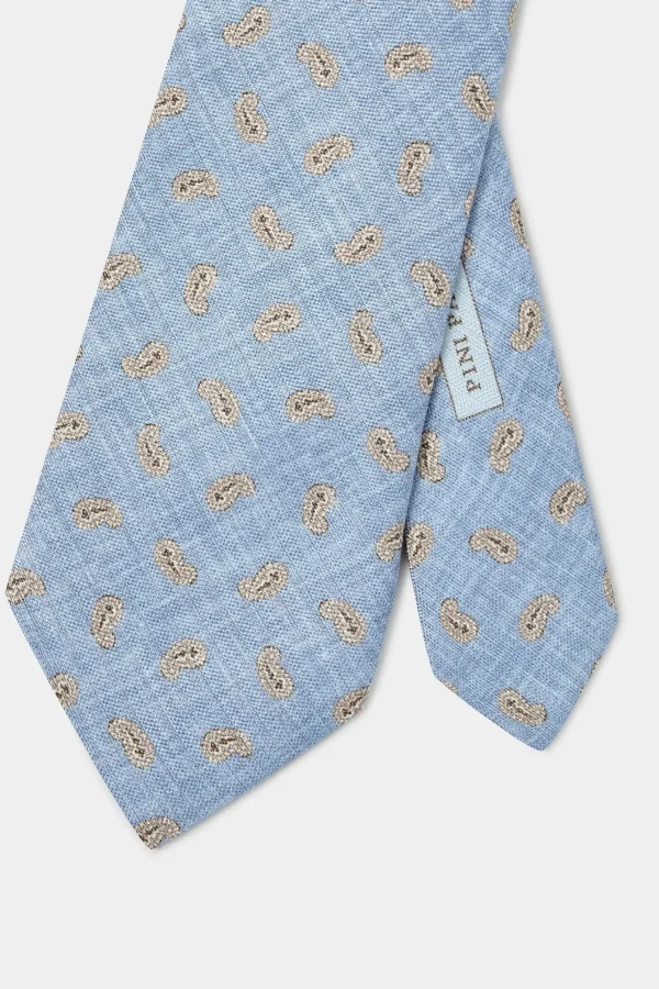 Sky blue paisley tie - Made in Italy