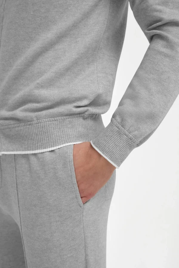 Sky grey cashmere blend hoodie - Made in Italy