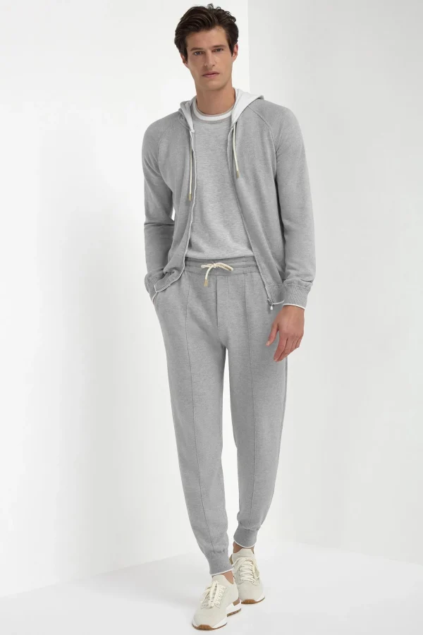 Sky grey cashmere blend hoodie - Made in Italy