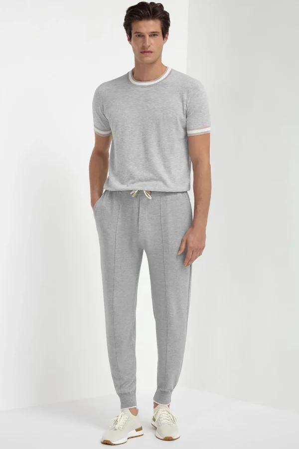 Sky grey cashmere blend jogger pants - Made in Italy