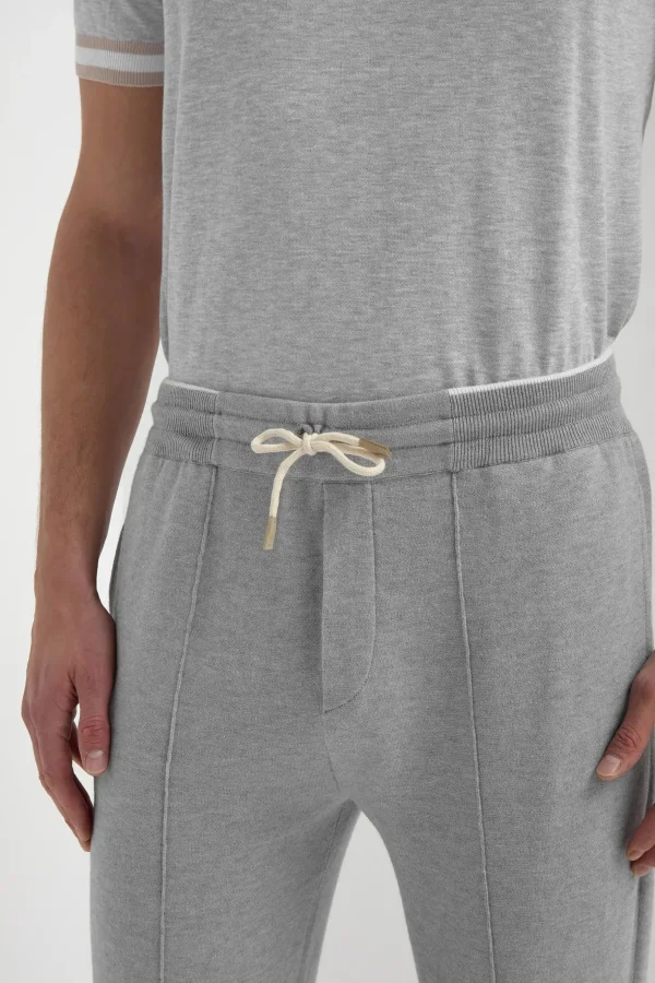 Sky grey cashmere blend jogger pants - Made in Italy