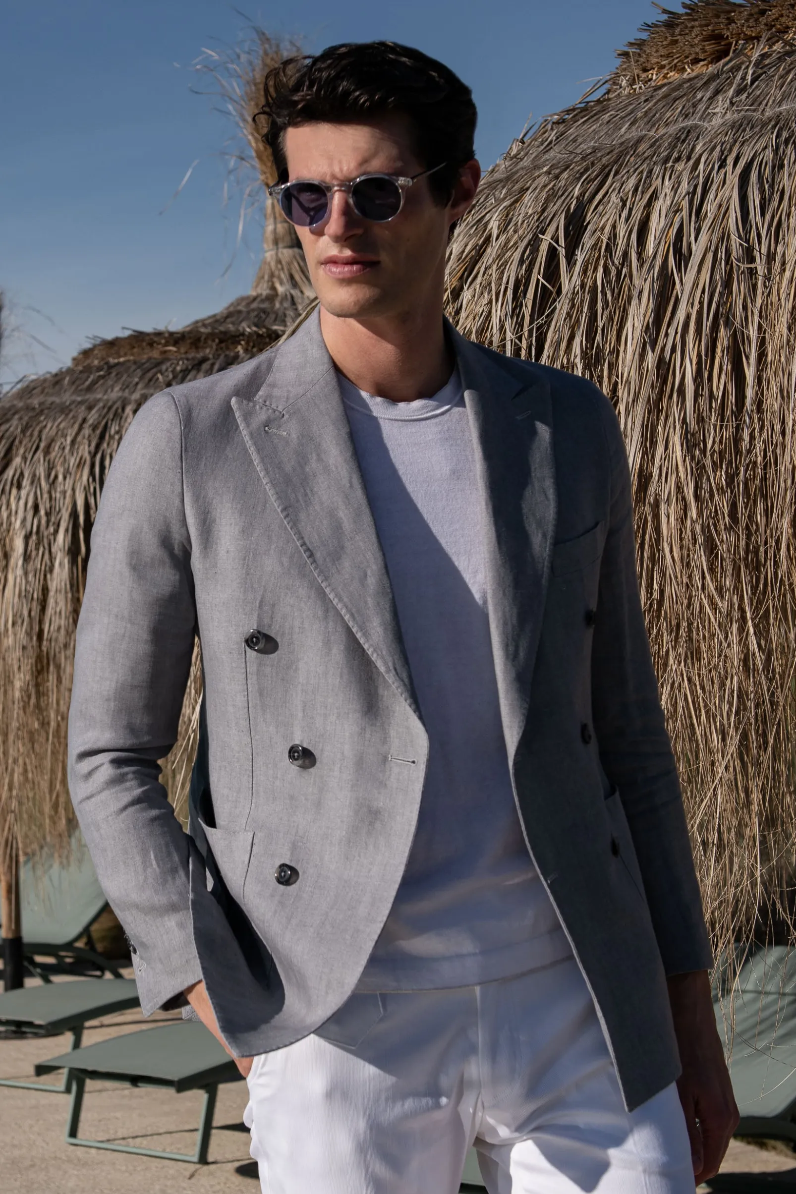 sky_grey_herringbone_doub_0.webp Sky grey herringbone double breasted linen jacket - Made in Italy