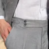 Sky grey herringbone linen trousers "Soragna Capsule Collection" - Made in Italy