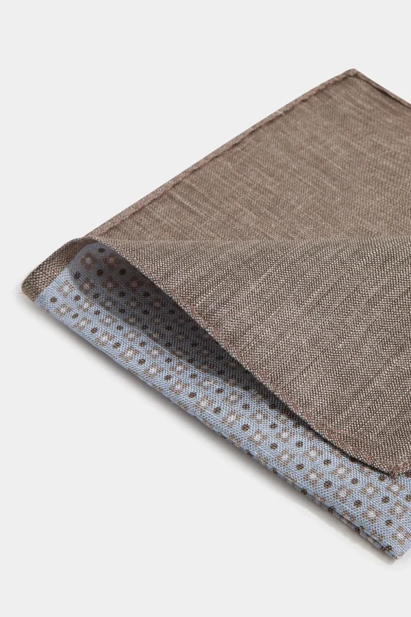 Sky grey micro fancy reversible pocket square - Made in Italy