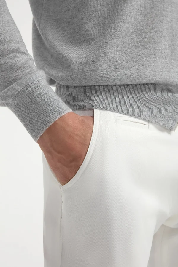 Sky grey Tasmanian wool full zip cardigan - Made in Italy