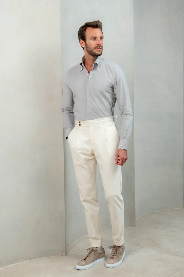 Stone button down velvet effect shirt - Made in Italy