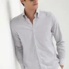 Stone chambray button down shirt - Made in Italy