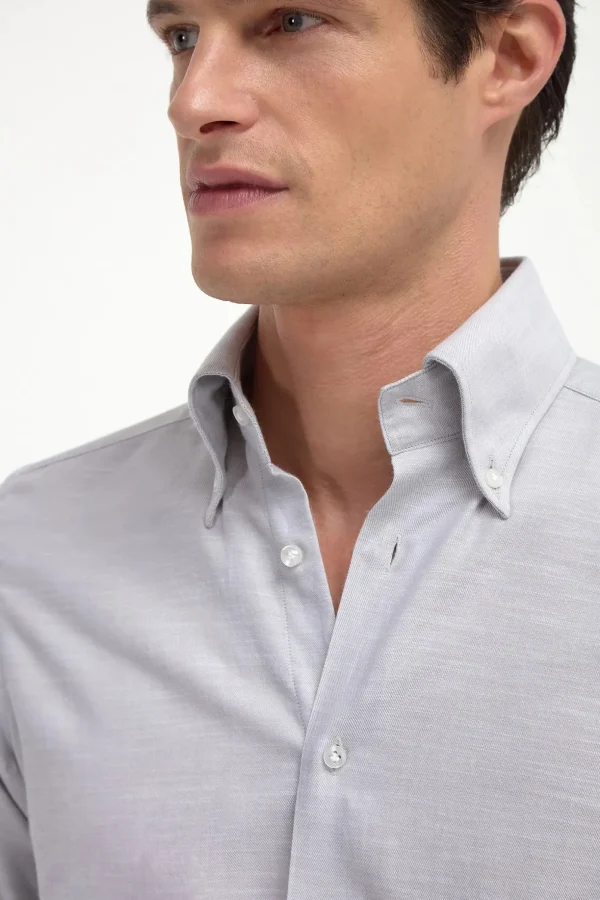 Stone chambray button down shirt - Made in Italy