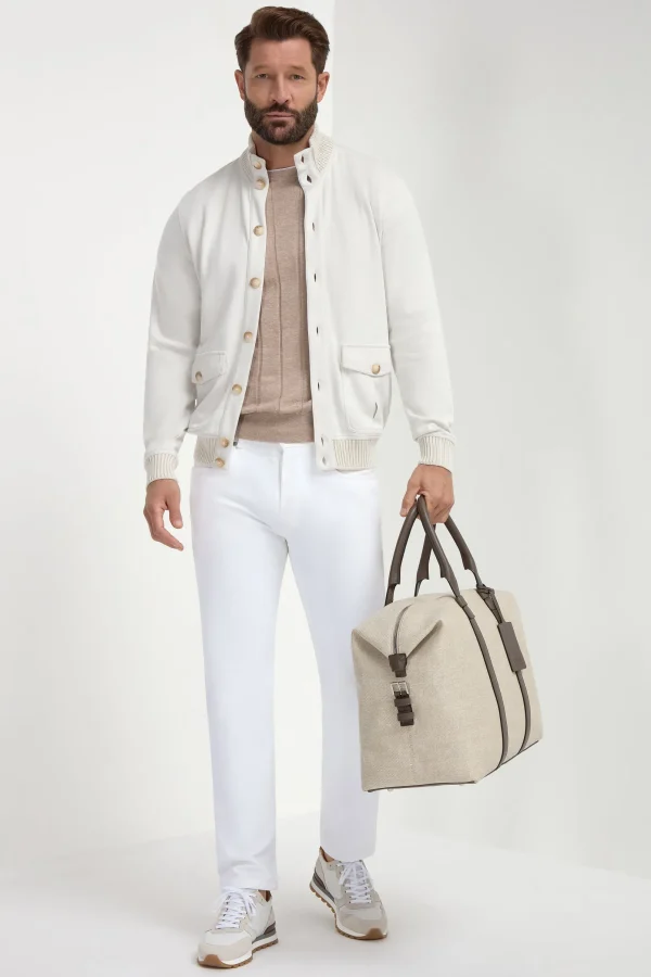 Stone cotton knitted bomber – Made in Italy