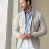 Stone knitted jacket – wool and cashmere – Made in Italy