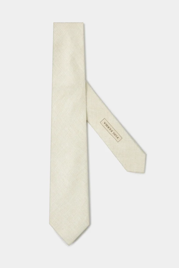 Stone linen and silk tie - Made in Italy