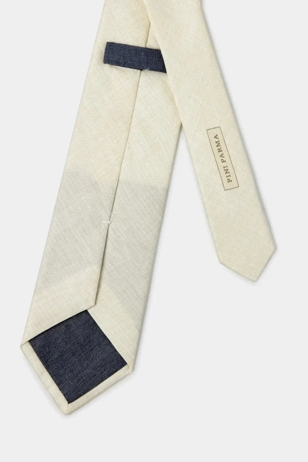 Stone linen and silk tie - Made in Italy