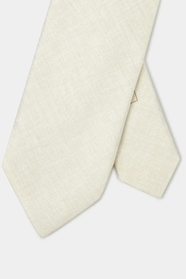 Stone linen and silk tie - Made in Italy