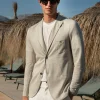 Stone linen knitted jacket - Made in Italy