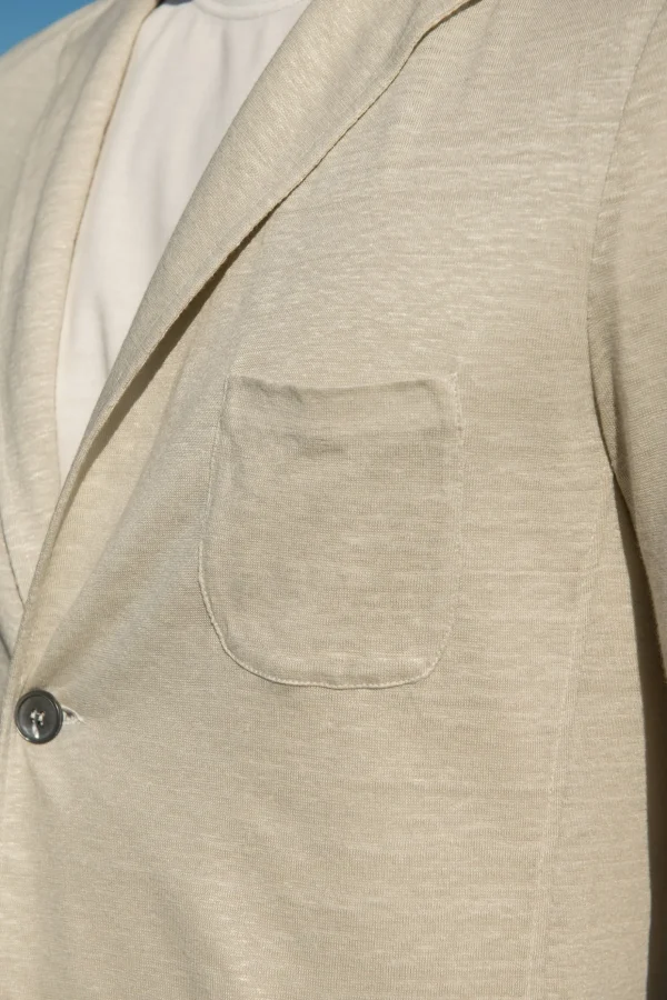 Stone linen knitted jacket - Made in Italy