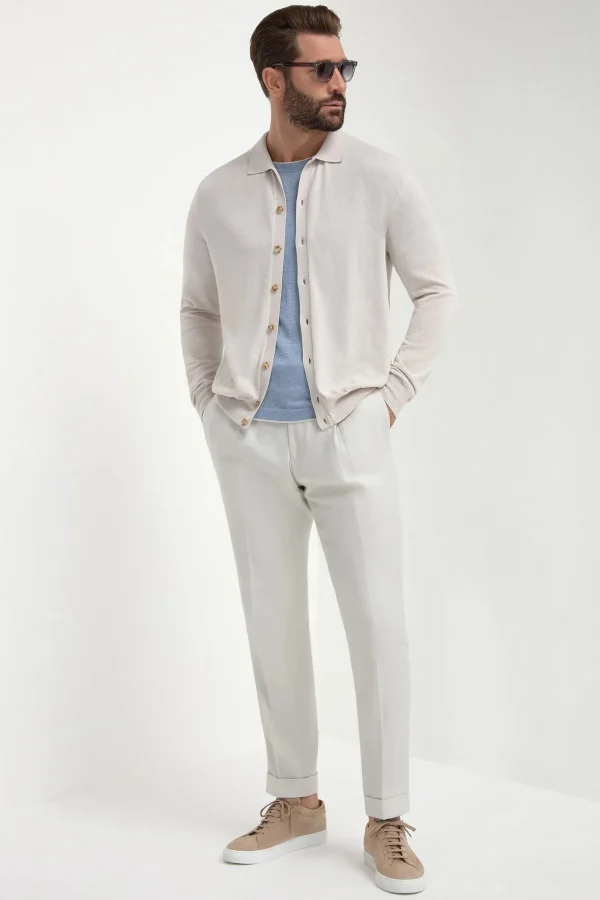 Stone polo cardigan - Made in Italy