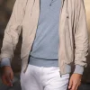 Stone suede hooded bomber jacket – Made in Italy