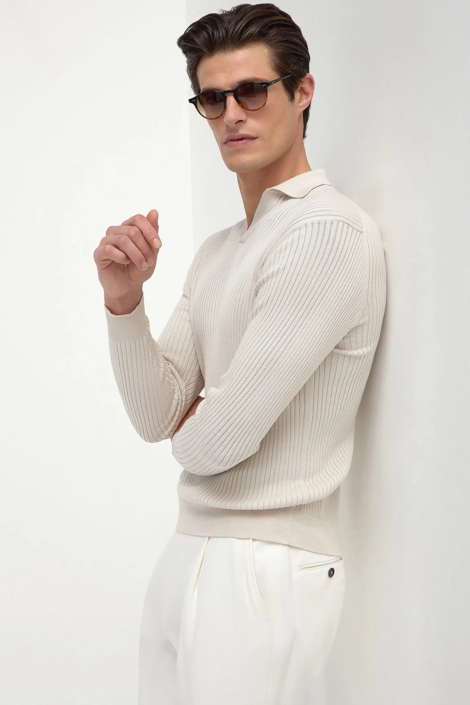 stone_thin_rib_long_sleev_0.webp Stone thin rib long sleeve polo - Made in Italy