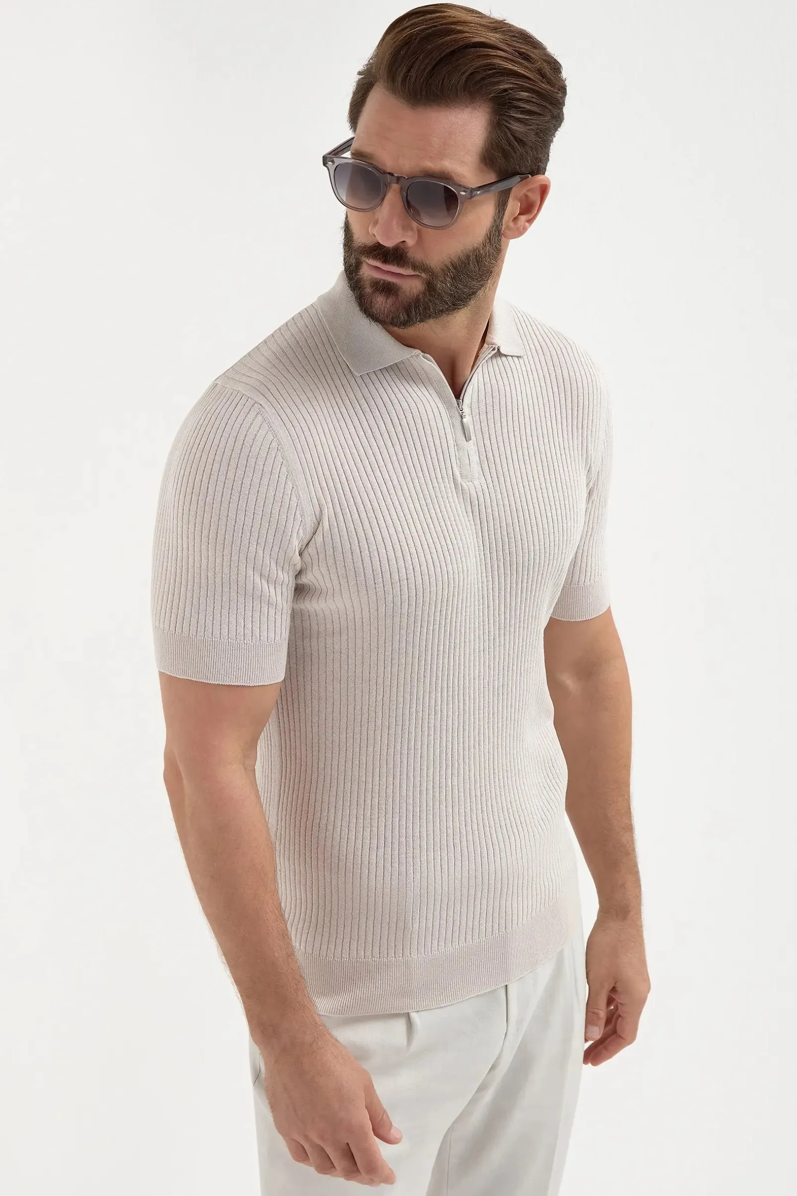 stone_thin_rib_zipped_pol_0.webp Stone thin rib zipped polo - Made in Italy