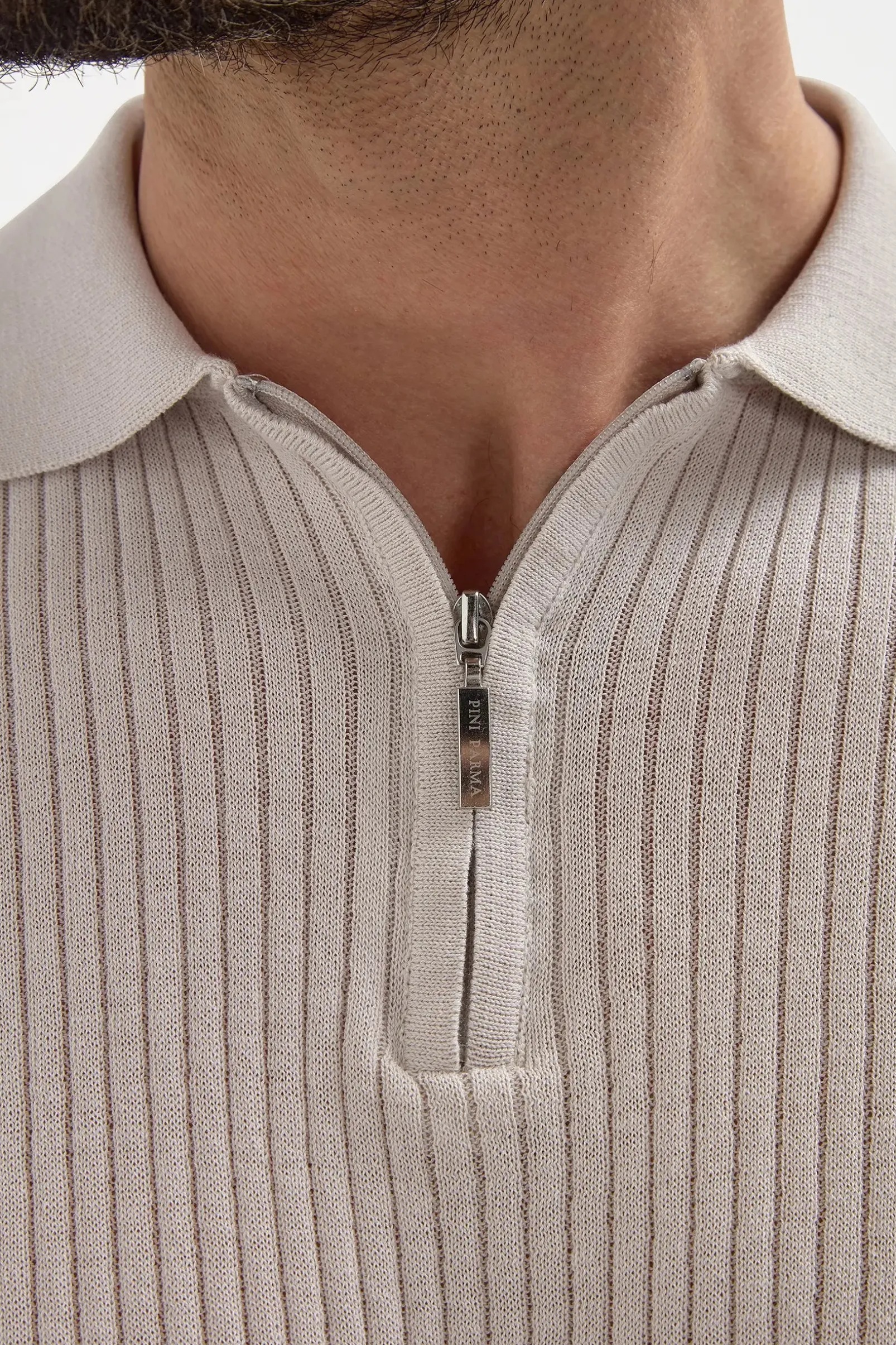 stone_thin_rib_zipped_pol_1.webp Stone thin rib zipped polo - Made in Italy