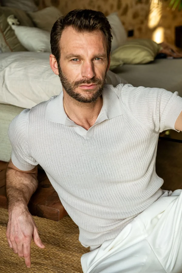 Stone thin ribs knit polo - Made in Italy