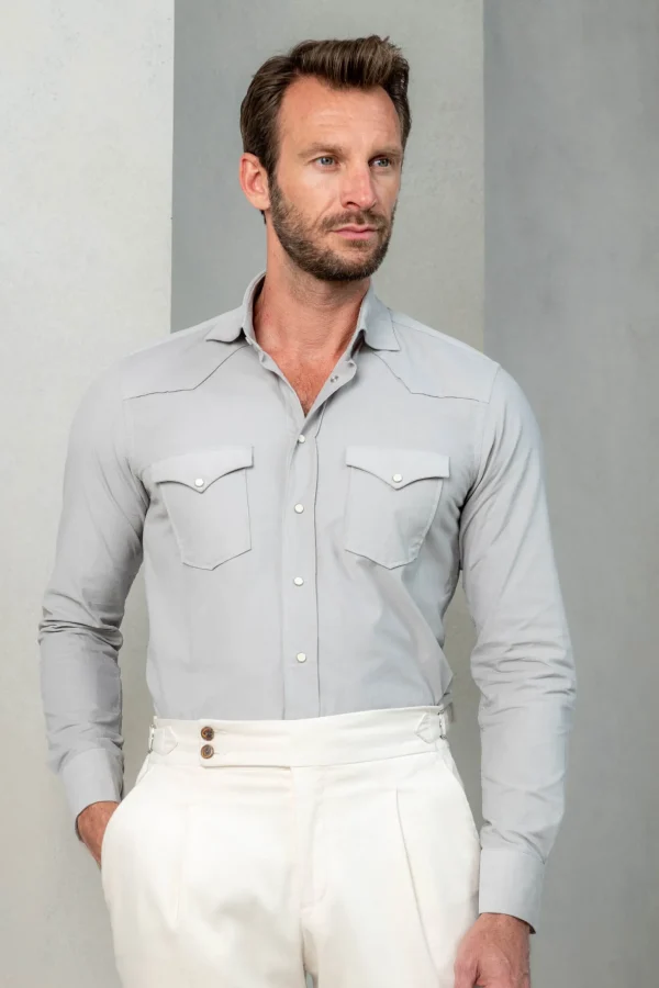 Stone velvet effect western shirt - Made in Italy