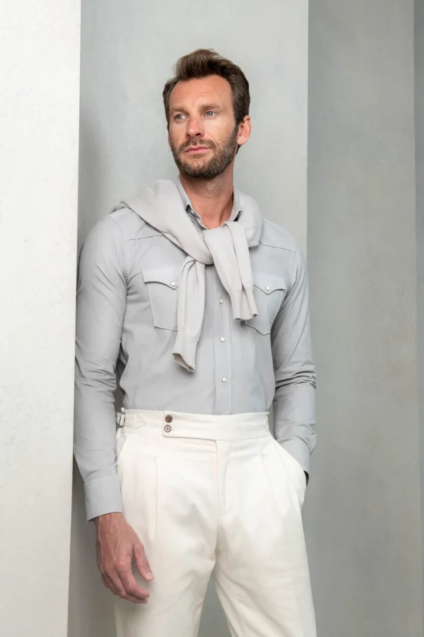 Stone velvet effect western shirt - Made in Italy