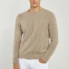 Taupe cable knit sweater – Made in italy