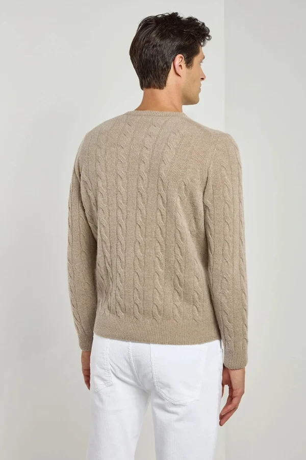 Taupe cable knit sweater – Made in italy