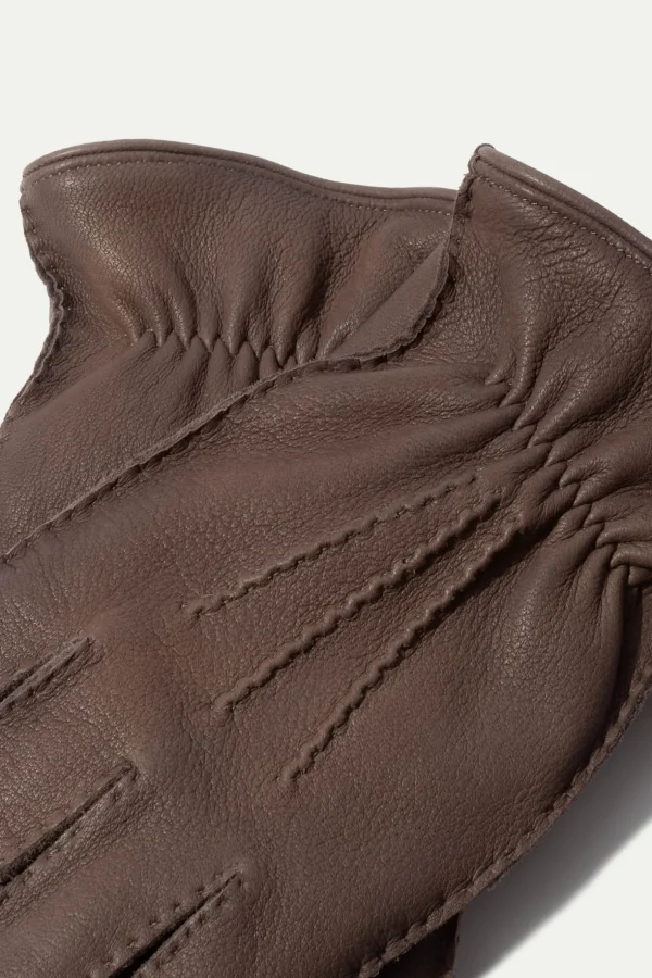 Taupe Cashmere Lined Deerskin Leather Gloves - Made in Italy