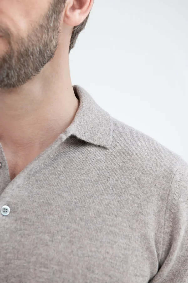 Taupe cashmere polo – Made in Italy