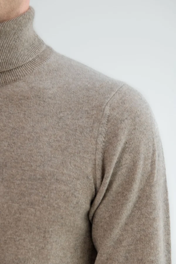 Taupe cashmere turtleneck – Made in italy