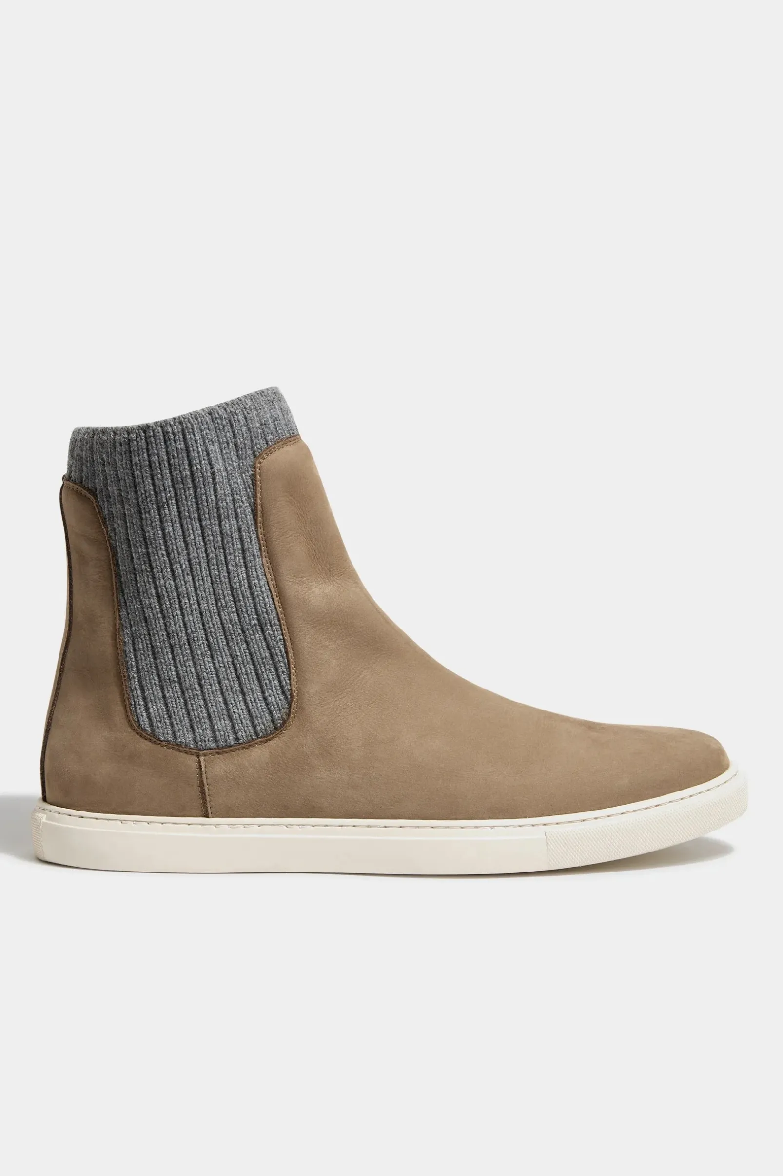 taupe_chelsea_boot_with_k_0.webp Taupe chelsea boot with knit - Made In Italy