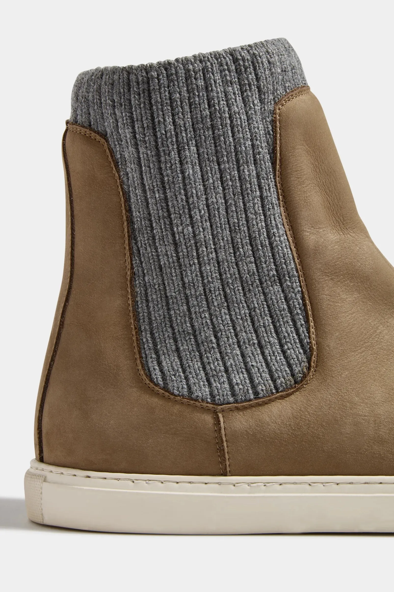 taupe_chelsea_boot_with_k_3.webp Taupe chelsea boot with knit - Made In Italy