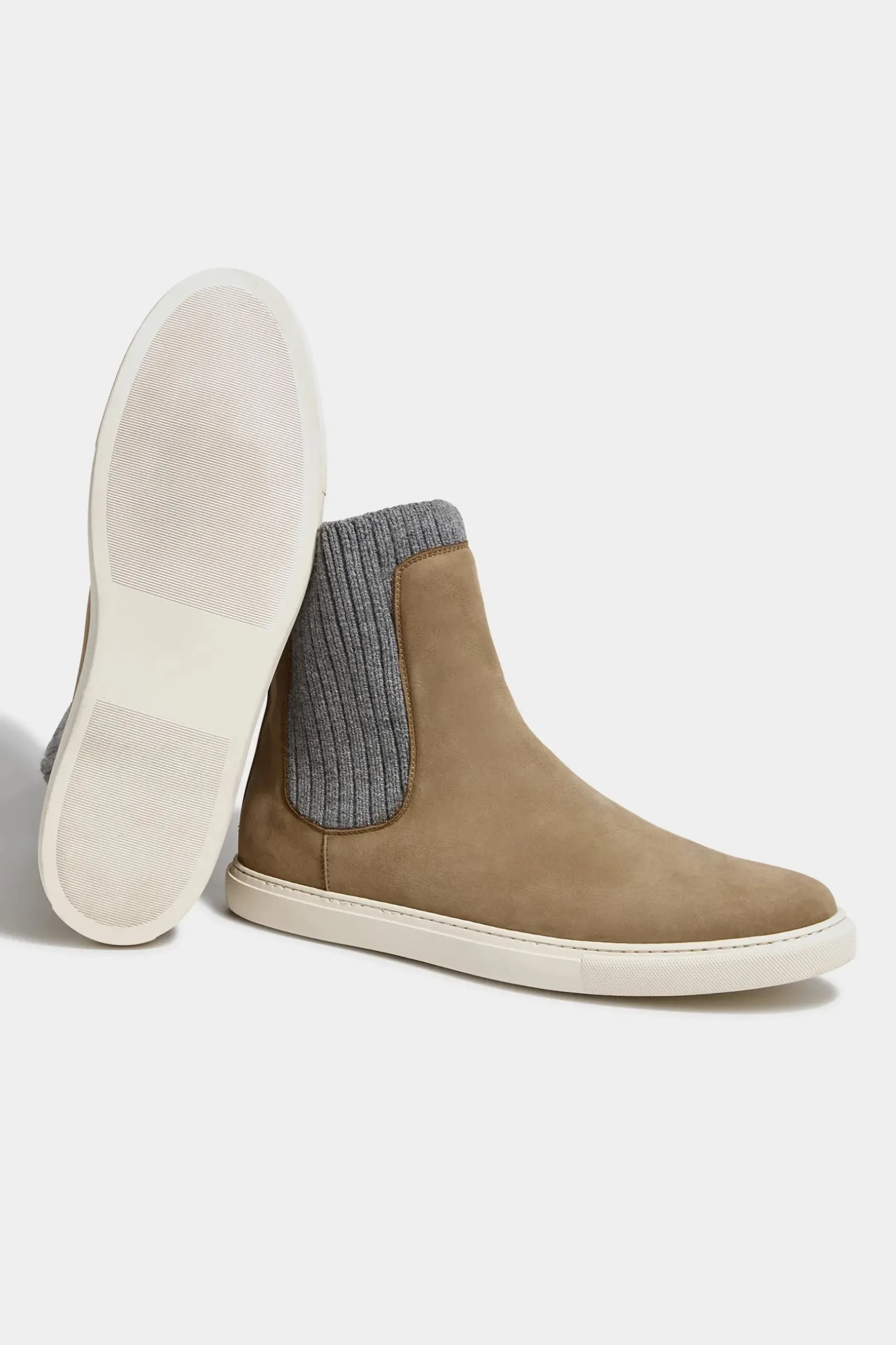 taupe_chelsea_boot_with_k_4.webp Taupe chelsea boot with knit - Made In Italy